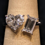 1.5ct Heart Shape and .85ct Emerald Cut Natural Diamond Ring